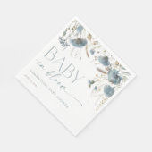 Baby in Bloom Dusty Blue Beige Baby Dusche Serviette (Ecke)