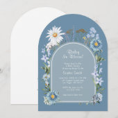 Baby in Bloom Dusty Blue Botanical Baby Dusche Einladung (Vorne/Hinten)