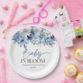 Baby in Bloom Dusty Blue Floral Baby Dusche Pappteller (Party)