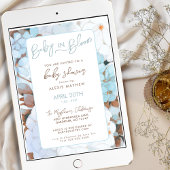 Baby in Bloom Dusty Blue Floral Baby Shower Einladung
