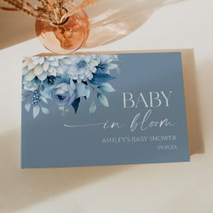 Baby In Bloom Dusty Blue Florales Babyshower Gästebuch