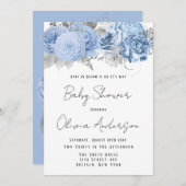 Baby in Bloom Dusty Blue Peony Baby Shower Einladung (Vorne/Hinten)