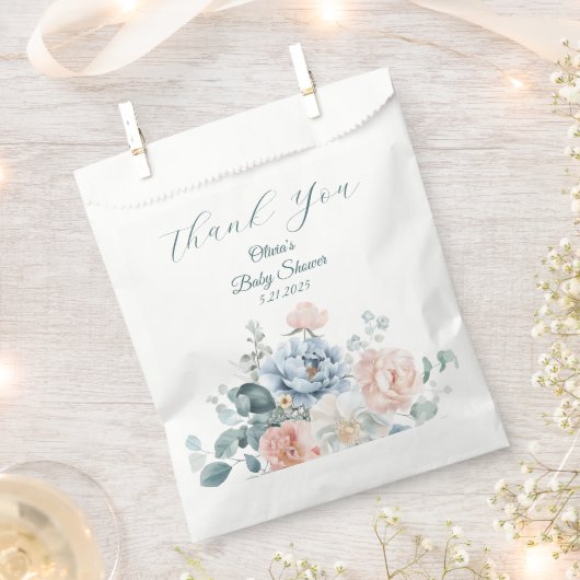 Baby in Bloom Dusty Blue Peony Baby Shower Geschenktütchen (Ausgeschnitten)