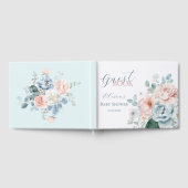 Baby in Bloom Dusty Blue Watercolor Babydusche Gästebuch (Voll)
