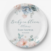 Baby in Bloom Dusty Blue Watercolor Babydusche Pappteller (Vorderseite)