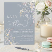 Baby In Bloom Dusty Blue Wildflower Baby Shower Einladung