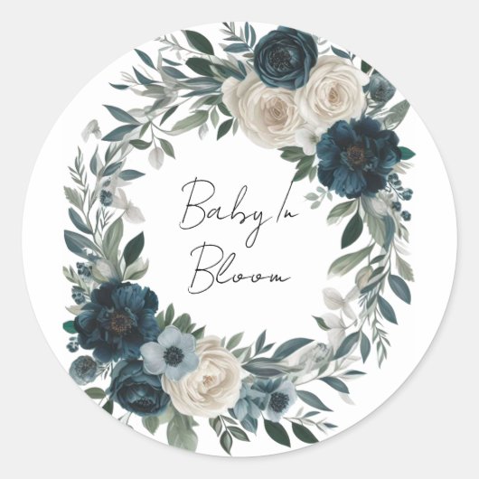 Baby in Bloom: Eine Gartendusche inspiriert Runder Aufkleber (Vorderseite)