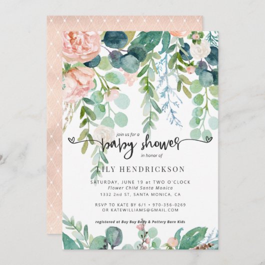 Baby in Bloom | Einladung zur Blumendusche (Vorne/Hinten)