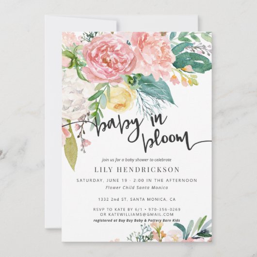 Baby in Bloom | Einladung zur Blumendusche (Vorderseite)