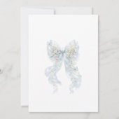 Baby in Bloom Elegant Blue Bow Baby Shower Einladung (Rückseite)
