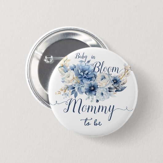 Baby in Bloom Elegant Blumen Mommy-to-be Button (Vorne & Hinten)