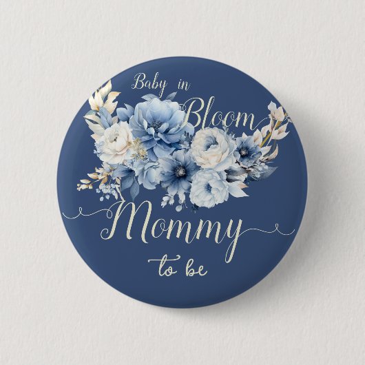 Baby in Bloom Elegant Blumen Mommy-to-be Button (Vorderseite)