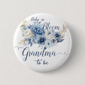 Baby in Bloom Elegant Blumen Oma-to-be Button (Vorderseite)