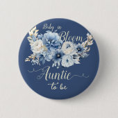 Baby in Bloom Elegant Blumen Tante-to-be Button (Vorderseite)
