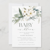 Baby in Bloom Elegant Greenerity Baby Shower Einladung (Vorderseite)