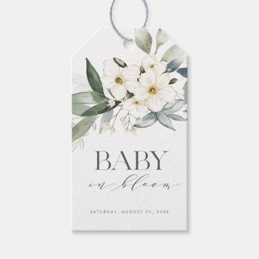 Baby in Bloom Elegant Grüne Gefallen Geschenkanhänger (Vorderseite)