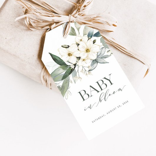 Baby in Bloom Elegant Grüne Gefallen Geschenkanhänger