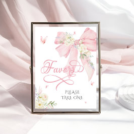 Baby in Bloom Elegant Pink Bow Baby Shower Favorit Poster
