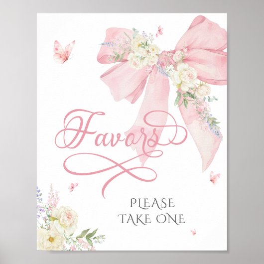 Baby in Bloom Elegant Pink Bow Baby Shower Favorit Poster (Vorne)