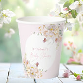 Baby in Bloom Elegant Pink Floral Baby Dusche Pappbecher