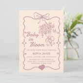 Baby in Bloom - Elegante Baby-Dusche Einladung (Stehend Vorderseite)