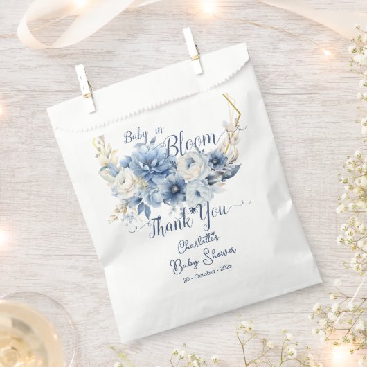 Baby in Bloom Elegante Blue Flowers Babydusche Geschenktütchen (Ausgeschnitten)