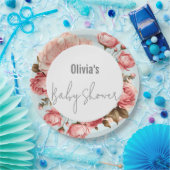 Baby in Bloom Elegante Blume Pink Babydusche Pappteller (Party)