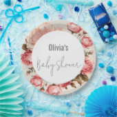 Baby in Bloom Elegante Blume Pink Babydusche Pappteller (Party)