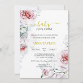 Baby in Bloom Elegante Blumenbaby-Dusche Einladung (Vorderseite)