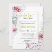 Baby in Bloom Elegante Blumenbaby-Dusche Einladung (Vorderseite)