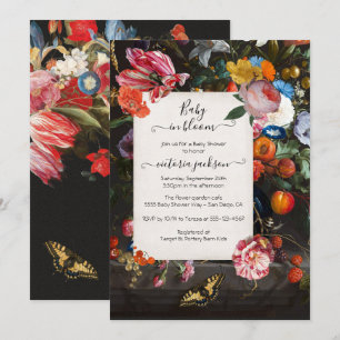 Baby in Bloom Elegante Blumenbaby-Dusche Einladung