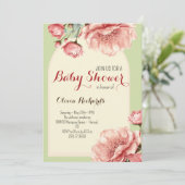 Baby in Bloom Elegante Rosa Blume Kinderdusche in Einladung (Stehend Vorderseite)