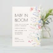 Baby in Bloom Elegante Wildblumen Kinderdusche Einladung (Stehend Vorderseite)