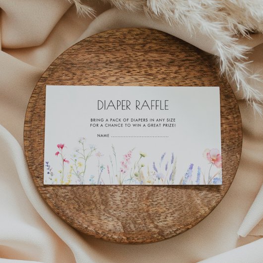 Baby in Bloom Elegante Wildblumen Windeln Raffle Begleitkarte