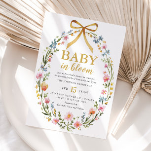 Baby In Bloom Eleganter Blumenkranz Baby Shower Einladung