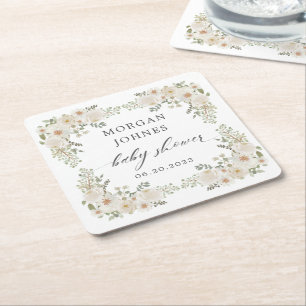 Baby in Bloom Elvory Bloral Baby Dusche Rechteckiger Pappuntersetzer