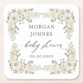 Baby in Bloom Elvory Bloral Baby Dusche Rechteckiger Pappuntersetzer (Vorderseite)