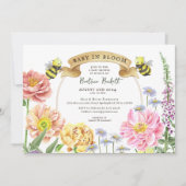 Baby in Bloom Emerald Green Wildblume Babydusche Einladung (Vorderseite)