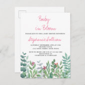 Baby in Bloom Eucalyptus Greenery Baby Shower Ankündigungspostkarte (Vorne/Hinten)