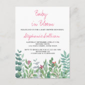 Baby in Bloom Eucalyptus Greenery Baby Shower Ankündigungspostkarte (Vorderseite)