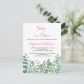 Baby in Bloom Eucalyptus Greenery Baby Shower Ankündigungspostkarte (Stehend Vorderseite)