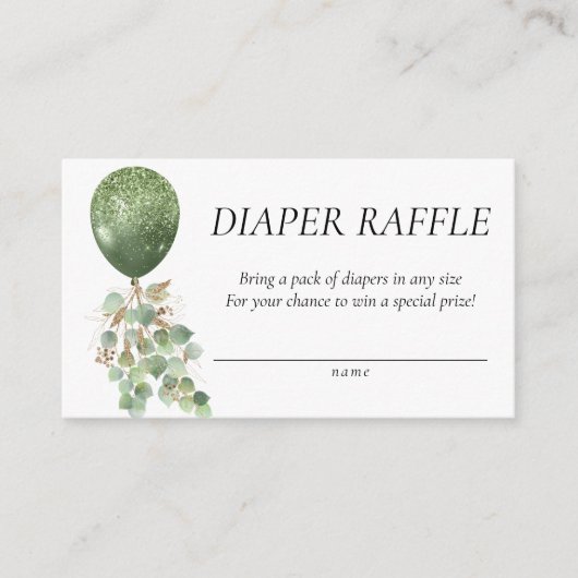 Baby in Bloom | Eukalyptus Balloon Diaper Raffle Begleitkarte (Vorderseite)