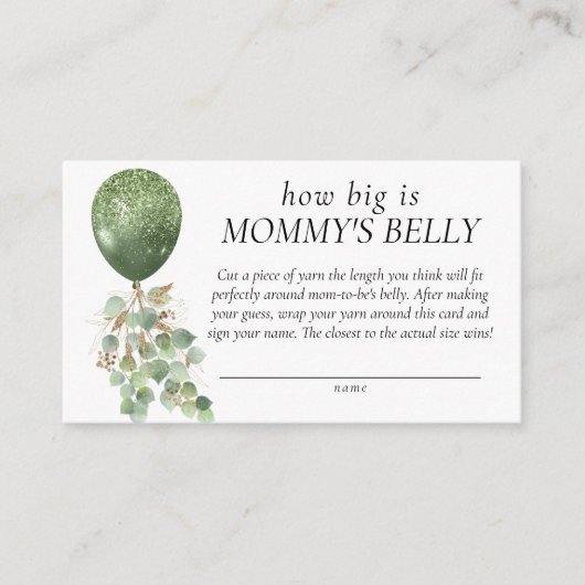 Baby in Bloom | Eukalyptus Wie groß ist Mommys Bel Begleitkarte (Vorderseite)