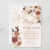 Baby in Bloom Fall Bloral White Bow Baby Dusche Einladung (Vorderseite)