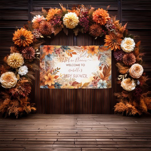 Baby in Bloom Fall Floral Frame Baby Shower Banner