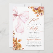 Baby in Bloom FALL Pink Bow Kinderdusche Einladung (Vorderseite)