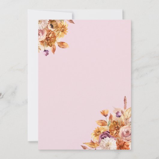 Baby in Bloom FALL Pink Bow Kinderdusche Einladung (Rückseite)