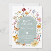 Baby in Bloom FLoral Ästhetische Babydusche Einladung (Vorderseite)