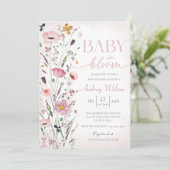 Baby in Bloom Floral Baby Dusche Einladung (Stehend Vorderseite)