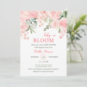 Baby in Bloom Floral Baby Dusche Einladung (Stehend Vorderseite)